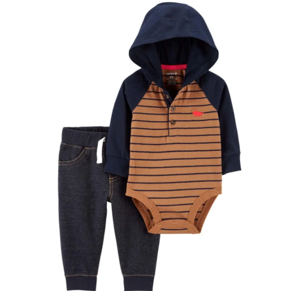 Carter's Baby Boys 2-pc. Bodysuit Set in Brown, Size 3M​​​​​​